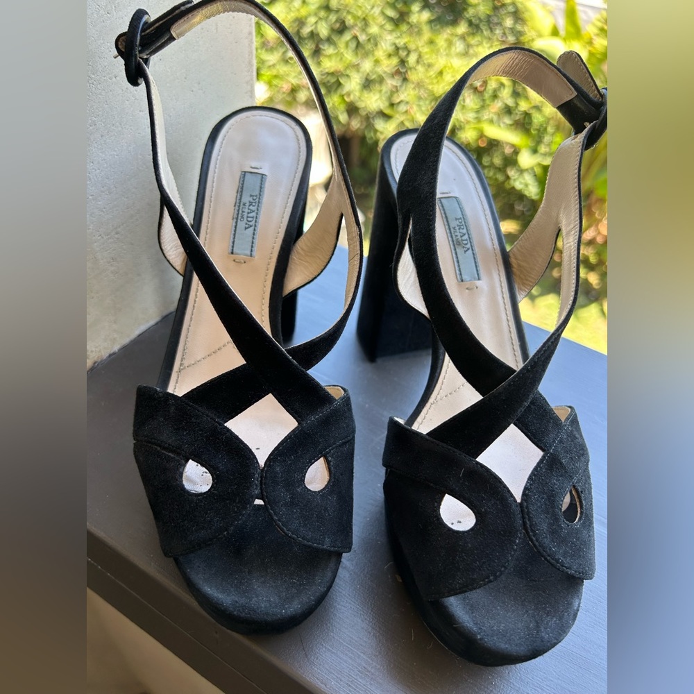 PRADA Black suede sandals